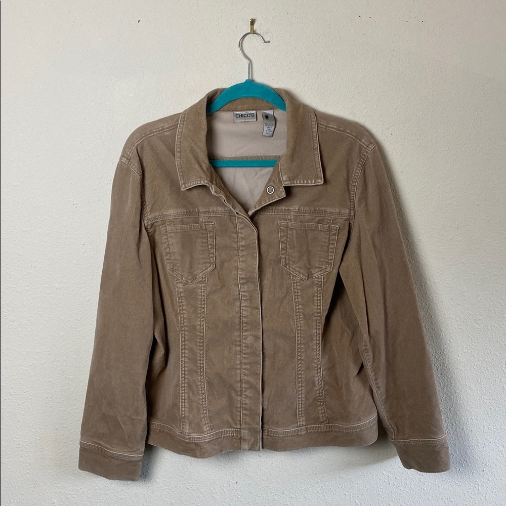 Chico's Tan Corduroy Button Up Jacket 2 (L/16)